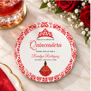 Elegant Red Royal Quinceañera Coaster