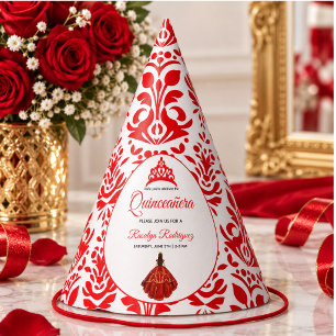 Elegant Red Royal Quinceañera Party Hat