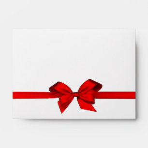 Elegant Red Satin Bow on White Envelope