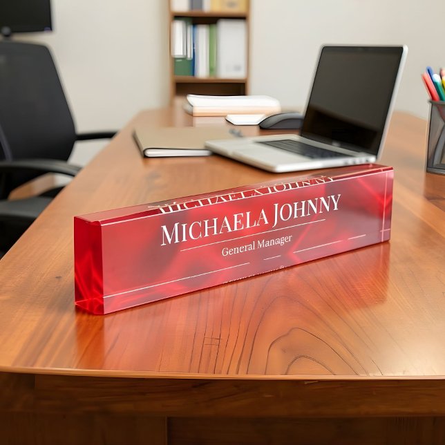 Elegant Red Satin Finish Custom Wedding Planner  Nameplate (Creator Uploaded)