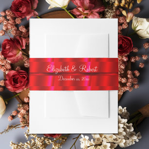 Elegant Red Satin Ribbon Custom Belly Band Invitation Belly Band