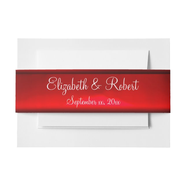 Elegant Red Satin Ribbon Custom Belly Band Invitation Belly Band (Front Example)