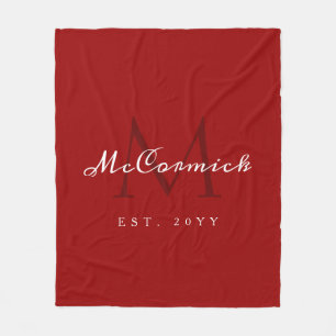 Elegant Red Script Family Christmas Personalised Fleece Blanket