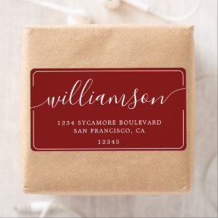 Elegant Red Script Family Return Address