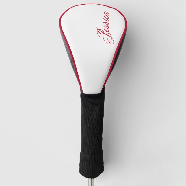 Elegant Red Script Font Golf Head Cover (Front)