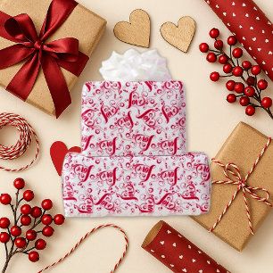 Elegant Red Script Love Holiday Wrapping Paper