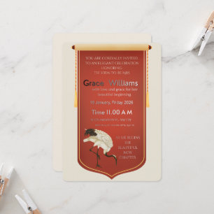 Elegant Red Scroll & Crane Bridal Shower Invitatio Invitation