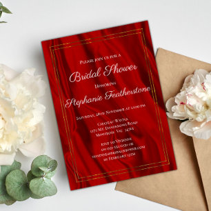 Elegant Red Silk Bridal Shower Invitation