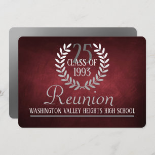 Elegant Red Silver Class Reunion Invitation