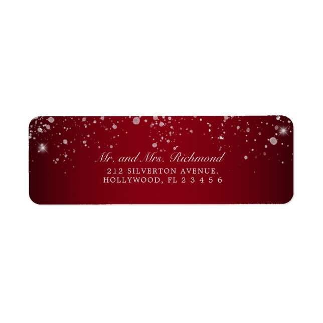 Elegant Red Silver Glitter Label (Front)