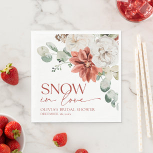 Elegant Red Snow in Love Winter Bridal Shower Napkin