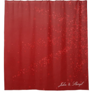 Elegant Red Snowflake Christmas Shower Curtain