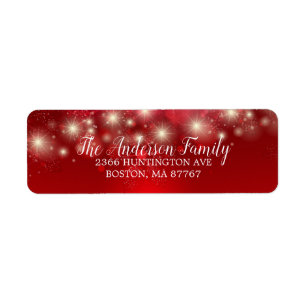 Elegant Red Snowflakes Christmas Address Label