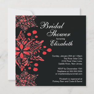 Elegant Red Snowflakes Winter Bridal Shower Invite