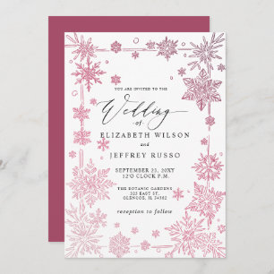 Elegant Red snowflakes Winter Wedding Invitation