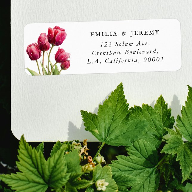 Elegant Red Spring Tulip Flowers Return Address (Creator Uploaded)
