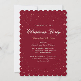 Elegant Red Starry Christmas Party Invitation