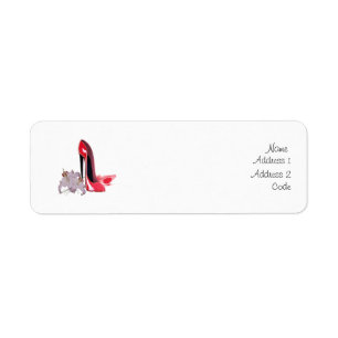 Elegant Red Stiletto Shoes and Lilies Return Label