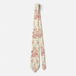 Elegant, Red Strings of Hearts Floral Monogram Tie