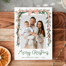 Elegant Red Striped Bow Greenery 4 Photo