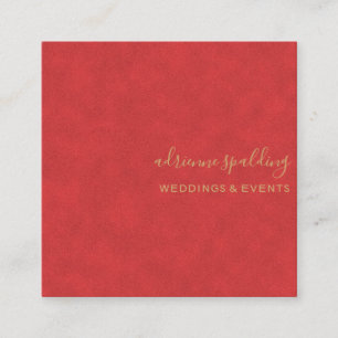 Elegant Red Suede Leather Texture Professional Square Business Card