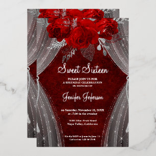 Elegant red Sweet Sixteen Invitation