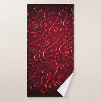 Elegant Red Swirl Pattern Bath Towel