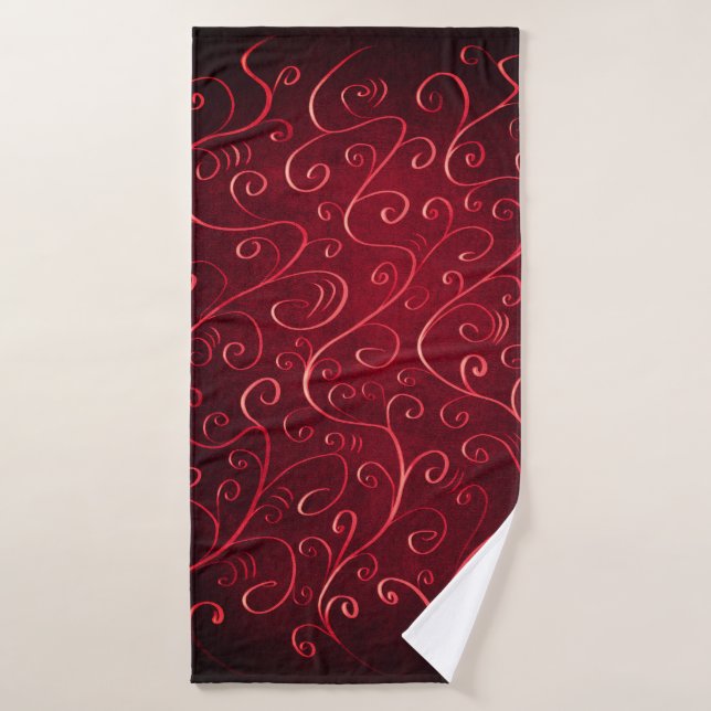 Elegant Red Swirl Pattern Bath Towel (Bath Towel)