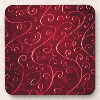 Elegant Red Swirl Pattern Coaster