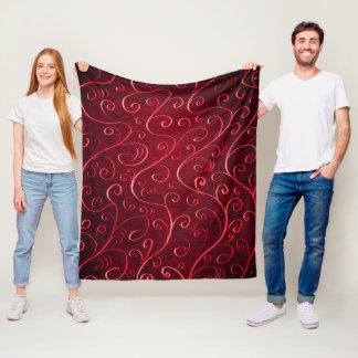 Elegant Red Swirl Pattern Fleece Blanket