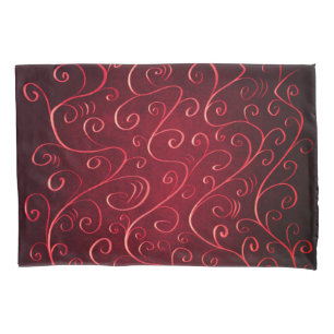 Elegant Red Swirl Pattern Pillowcase