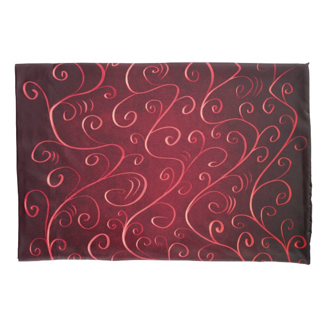 Elegant Red Swirl Pattern Pillowcase (Front)