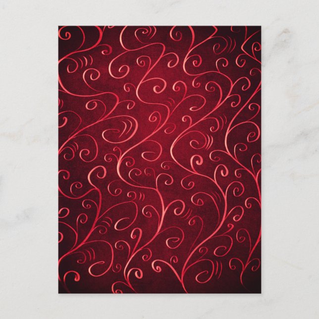 Elegant Red Swirl Pattern Postcard (Front)