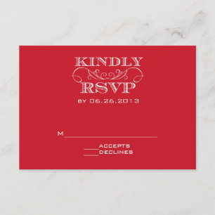 Elegant Red Swirl Wedding RSVP Card