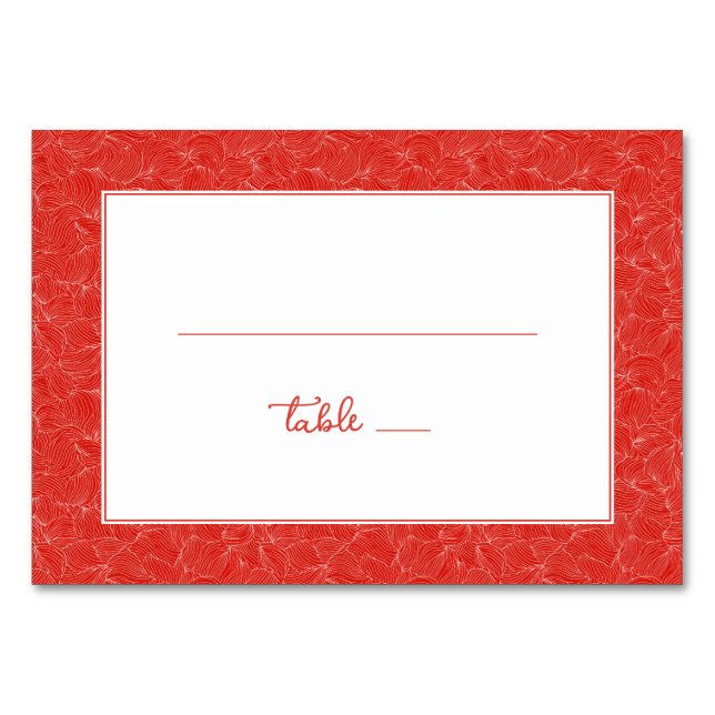Elegant Red Swirls Table Number (Front)