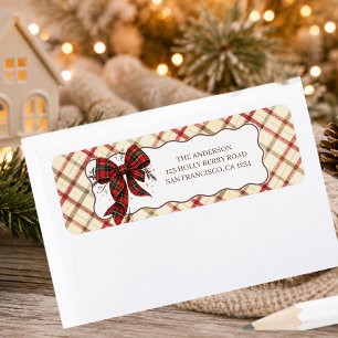 Elegant Red Tartan Bow Cream Plaid Christmas