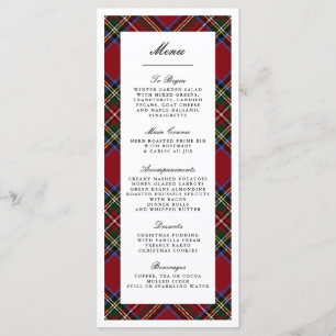 Elegant Red Tartan Christmas Dinner Menu