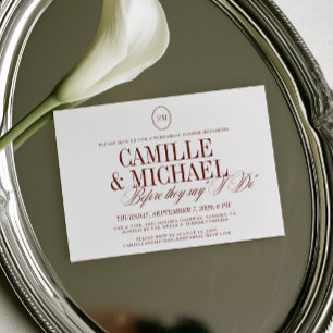 Elegant Red Terracotta Monogram Rehearsal Dinner Invitation