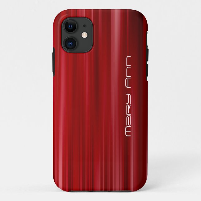 Elegant Red Texture Custom Name Case-Mate iPhone Case (Back)