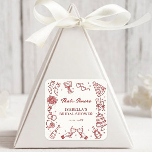 Elegant Red That's Amore Italian Bridal Shower Square Sticker