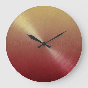 Elegant Red to Gold Ombre Gradient Large Clock