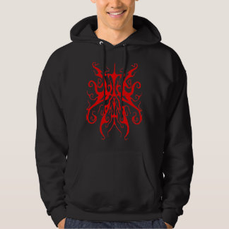 Elegant Red Tribal Mask Abstract Design Hoodie