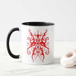 Elegant Red Tribal Mask Abstract Design Mug
