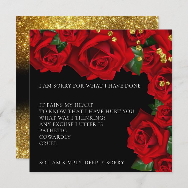 Elegant Red Turkish Roses I’m sorry apology Card (Front/Back)