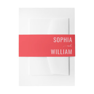Elegant Red Typographic Names Invitation Belly Band