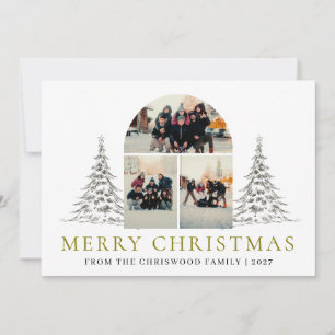 Elegant Red Typography Christmas Arch Multi Photo Holiday Card