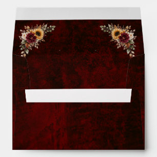 Elegant Red Velvet Envelope with Autumn Burgundy