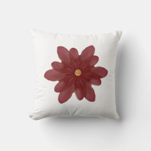 Elegant Red Velvet Flower on Black Dark Floral A Cushion