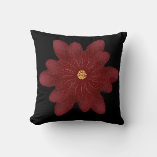 Elegant Red Velvet Flower on Black   Dark Floral A Cushion