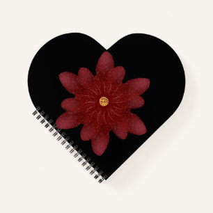 Elegant Red Velvet Flower on Black   Dark Floral A Notebook